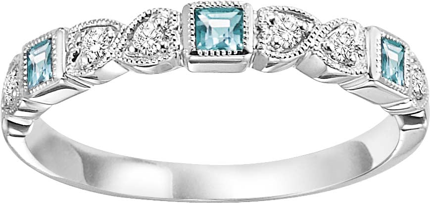Gold Diamond Blue Topaz Gemstone Ring