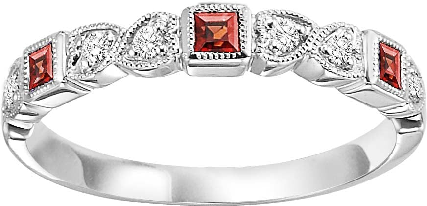 Gold Diamond Garnet Gemstone Ring