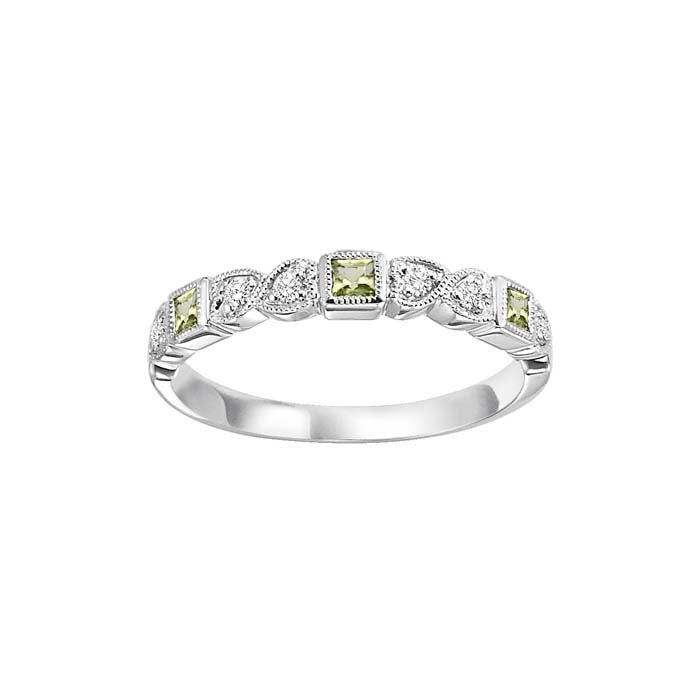 Gold Diamond Peridot Gemstone Ring