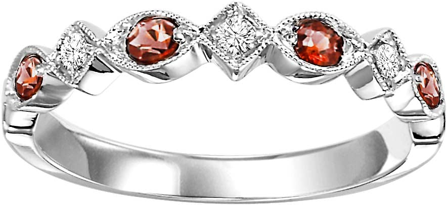 Gold Diamond Garnet Gemstone Ring