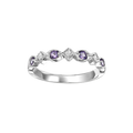 10K White Gold Mix Prong Amethyst Band