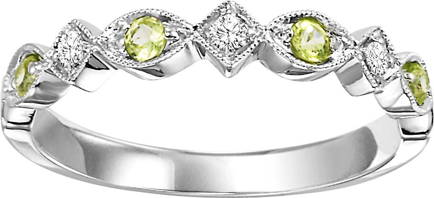 Gold Diamond Peridot Gemstone Ring