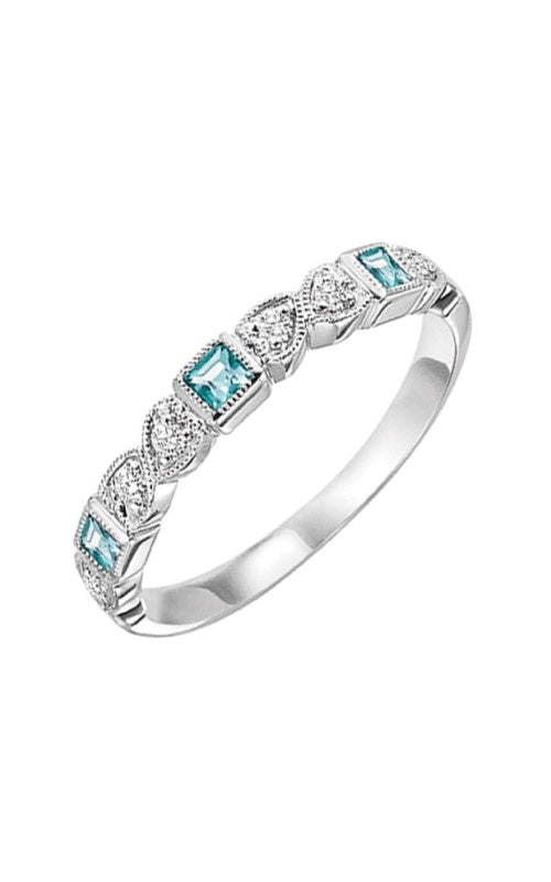 Gold Diamond Aquamarine Gemstone Ring