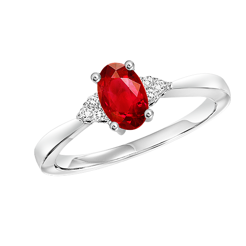 10k White Gold Diamond and Ruby Ring .38tgw .04ctw