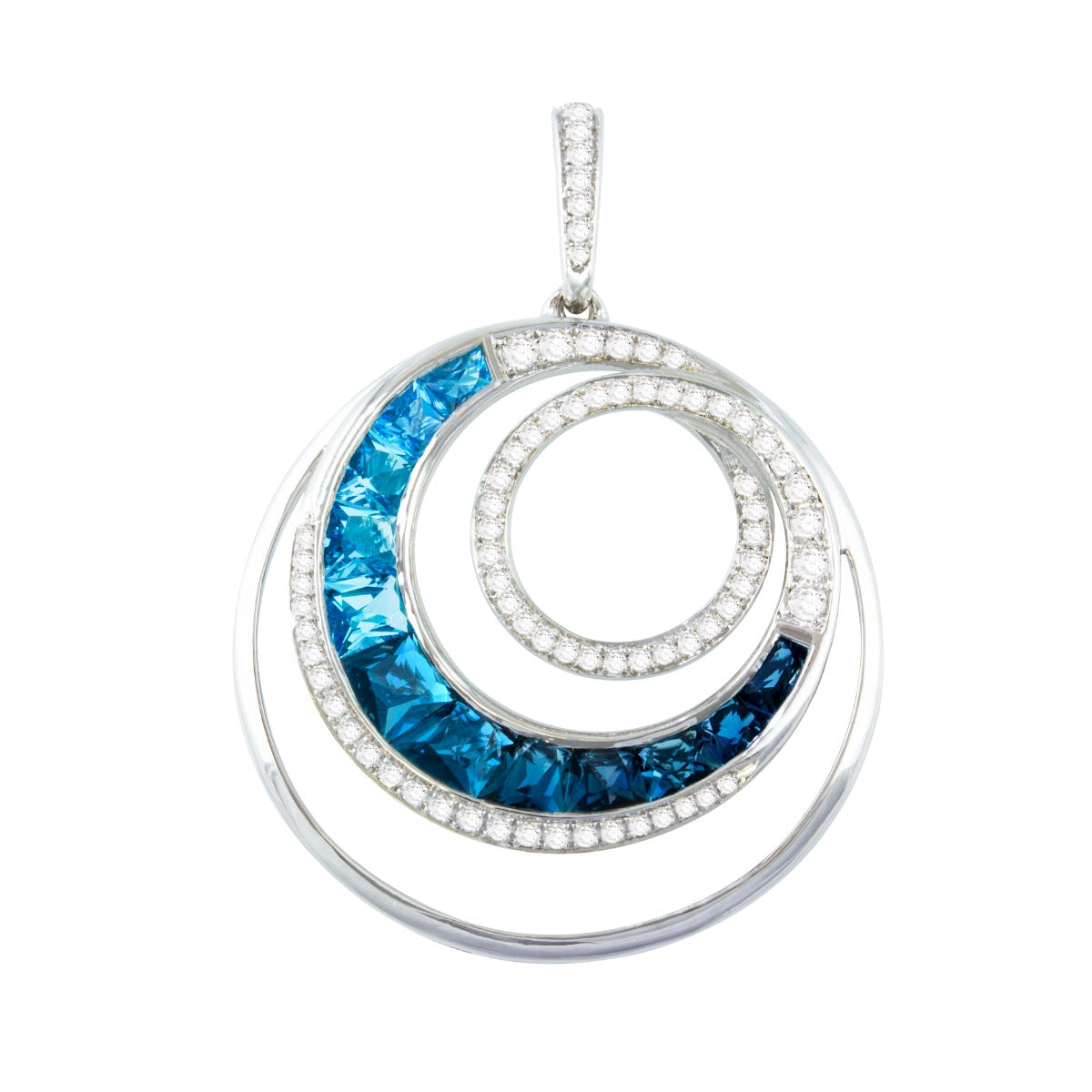 14kt White Gold Bellarri Diamond and Blue Topaz Crescent