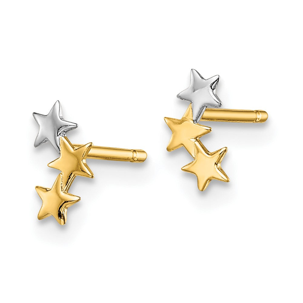 Pumpkin 14k Madi K & White Rhodium 3-Star Post Earrings