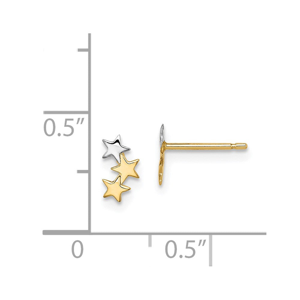 Pumpkin 14k Madi K & White Rhodium 3-Star Post Earrings