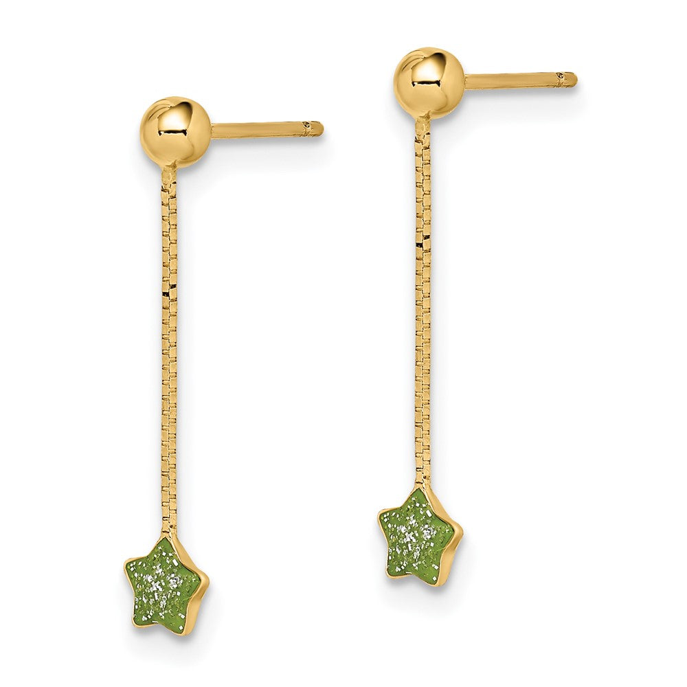 Merry Pie 14k Madi K Enameled Star Chain Dangle Post Earrings