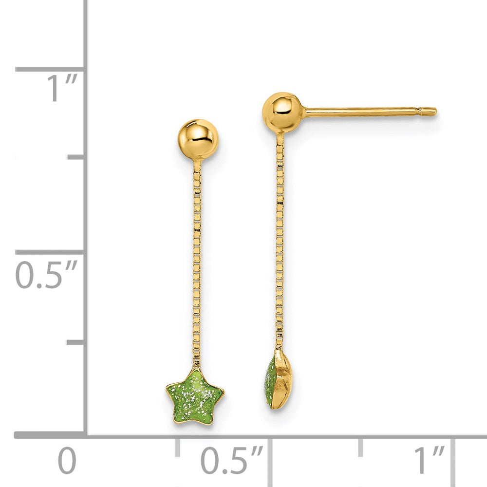 Merry Pie 14k Madi K Enameled Star Chain Dangle Post Earrings