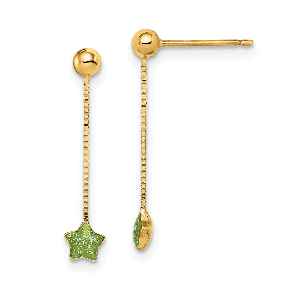 Merry Pie 14k Madi K Enameled Star Chain Dangle Post Earrings