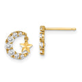 Turtle Nest 14k Madi K CZ Crescent Moon with D/C Star Dangle Post Earrings
