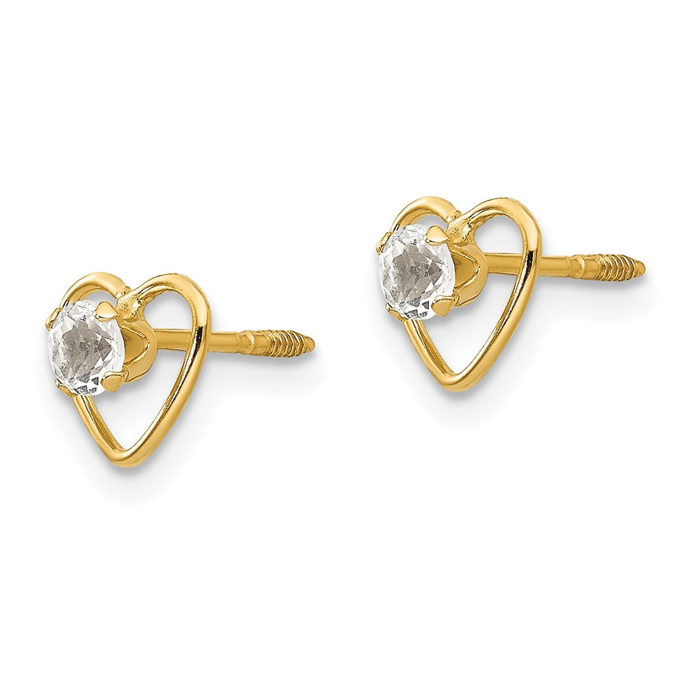 Sweetpea Nook 14k Madi K 3mm Genuine White Topaz Birthstone Heart Earrings