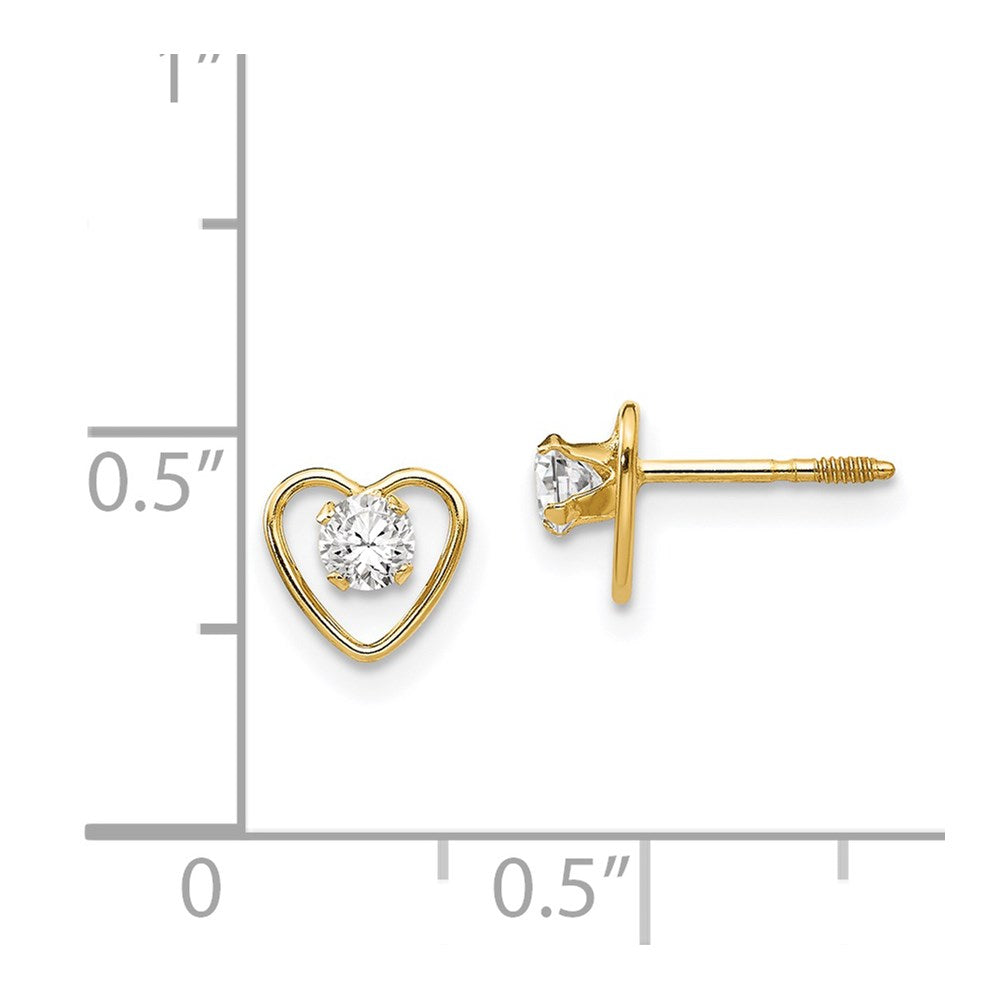 Sweetpea Nook 14k Madi K 3mm Genuine White Topaz Birthstone Heart Earrings