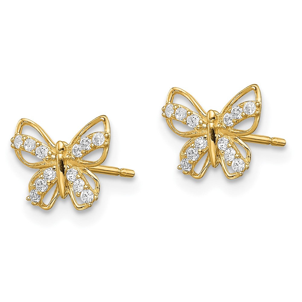 Sunbeam Puff 14k Madi K Butterfly CZ Stud Earrings