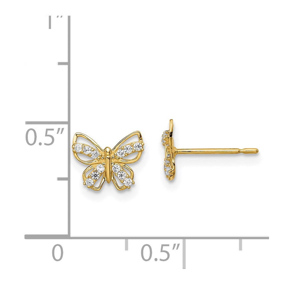 Sunbeam Puff 14k Madi K Butterfly CZ Stud Earrings