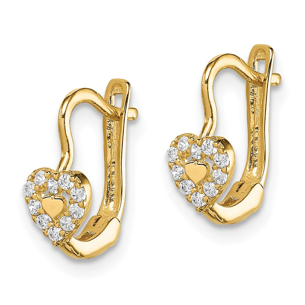 Minnie Bloom 14k Madi K CZ Double Heart Hoop Earrings
