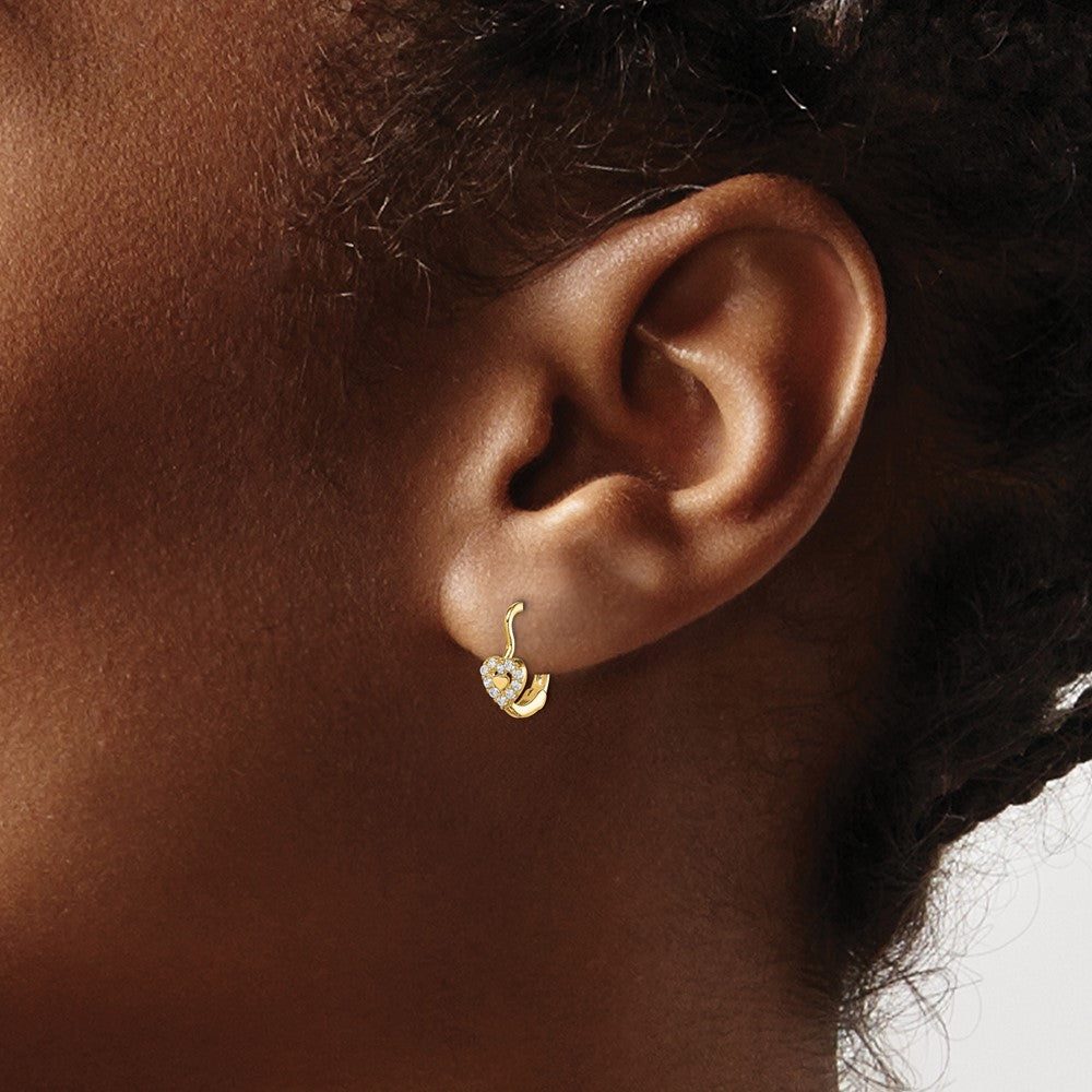 Minnie Bloom 14k Madi K CZ Double Heart Hoop Earrings
