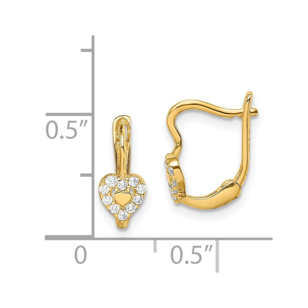 Minnie Bloom 14k Madi K CZ Double Heart Hoop Earrings