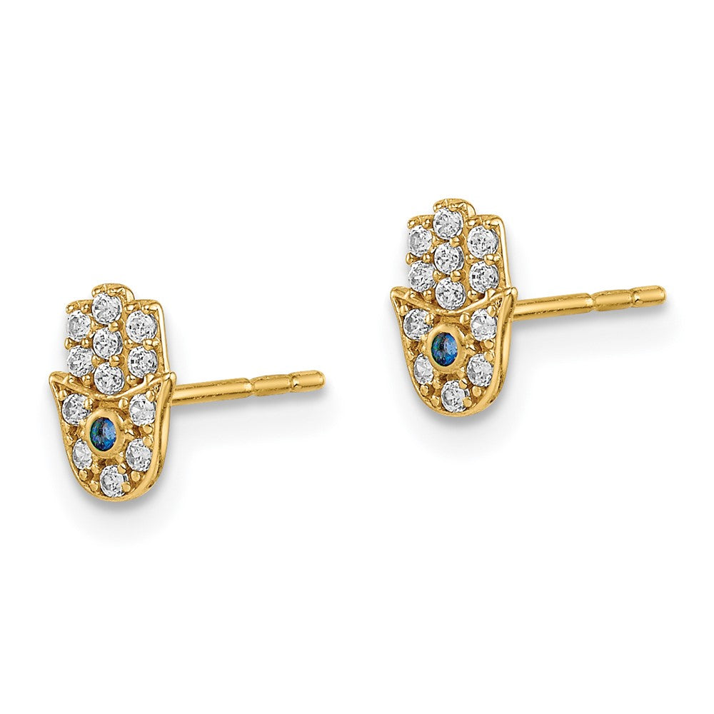 Button Bug 14k Madi K CZ Hamsa Post Earrings