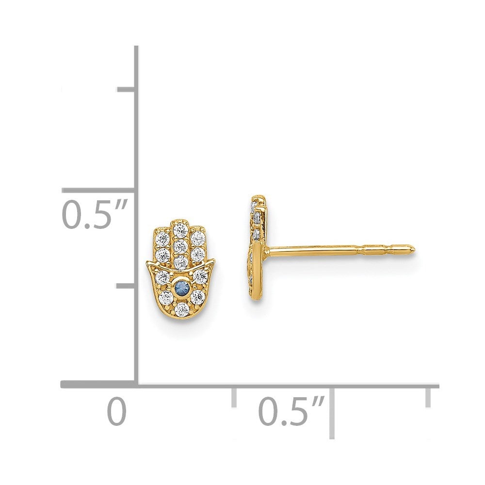 Button Bug 14k Madi K CZ Hamsa Post Earrings