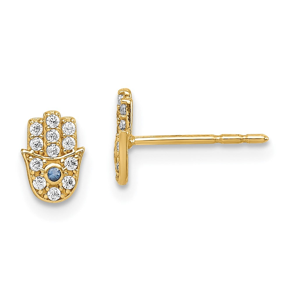 Button Bug 14k Madi K CZ Hamsa Post Earrings