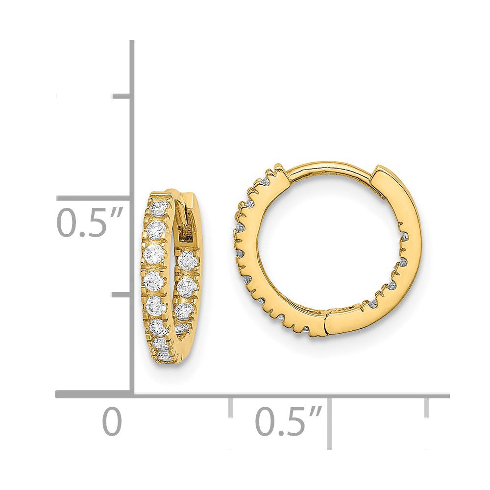 Luna Shine 14k Madi K CZ Hinged Hoop Earrings