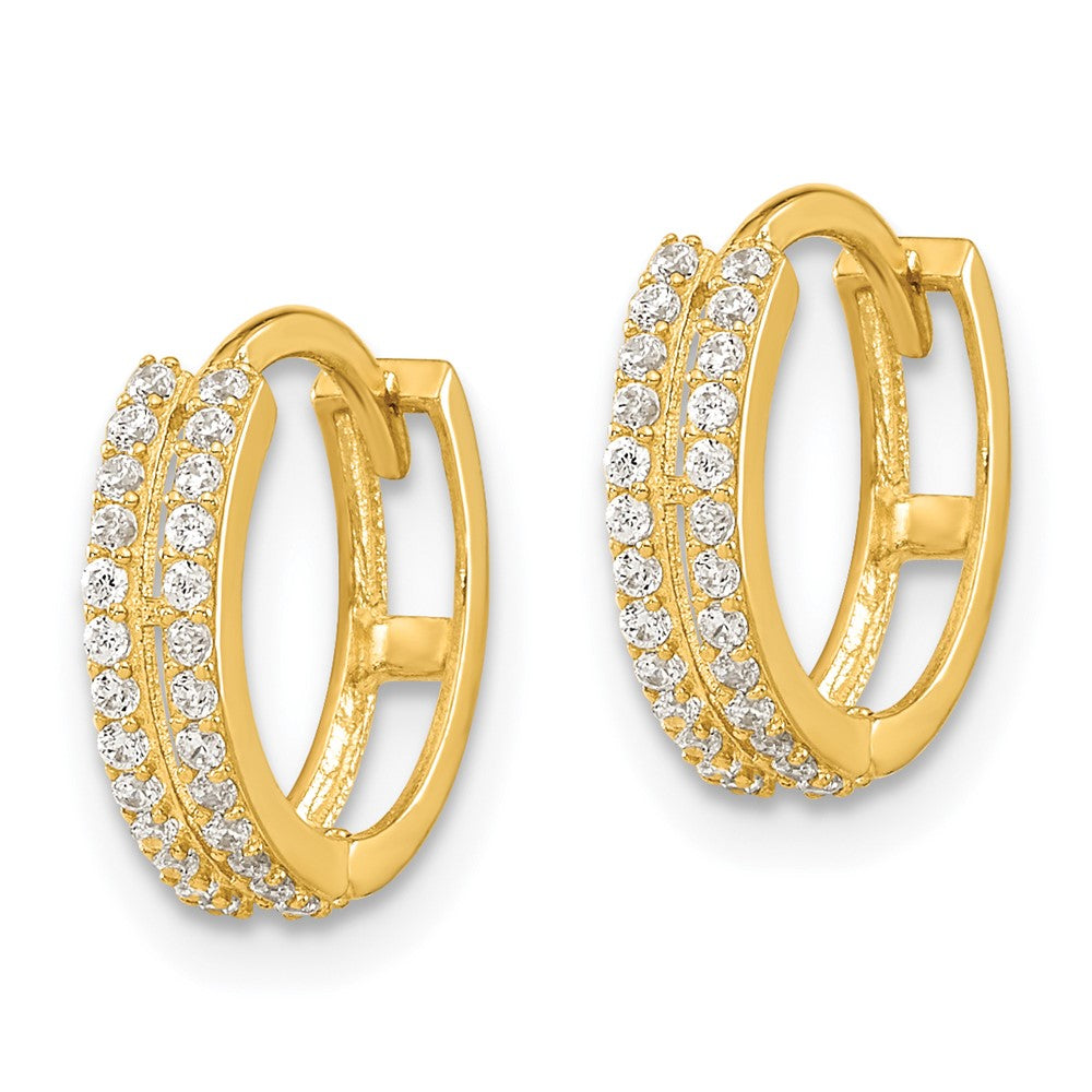 Pumpkin 14k Madi K CZ Hinged Hoop Earrings