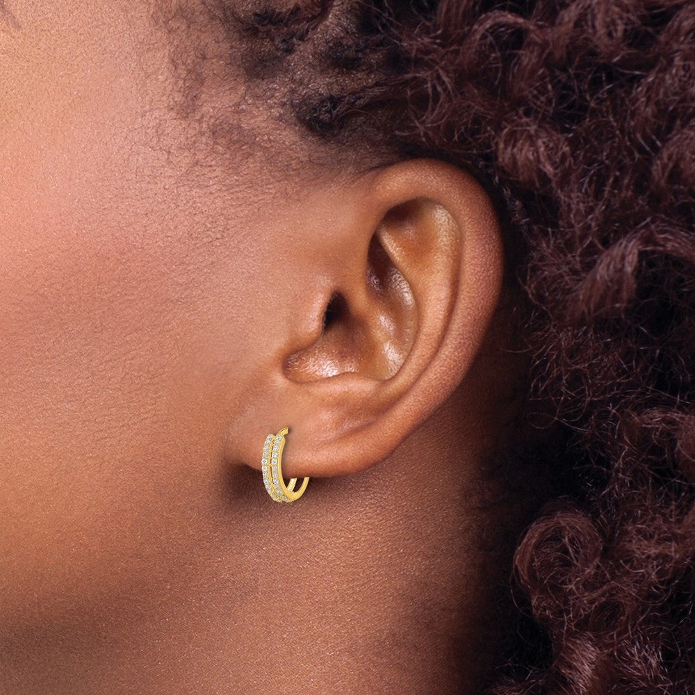 Pumpkin 14k Madi K CZ Hinged Hoop Earrings
