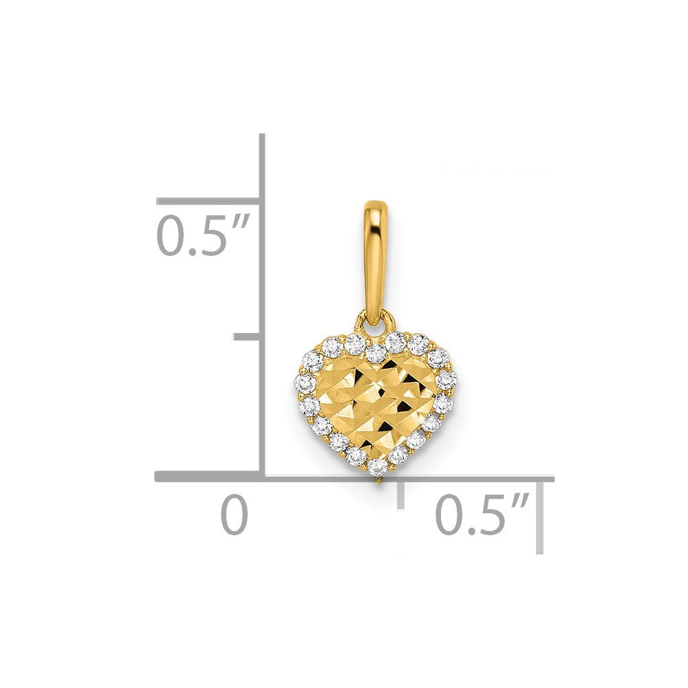 Toffee 14k Madi K CZ Diamond Cut Heart Pendant