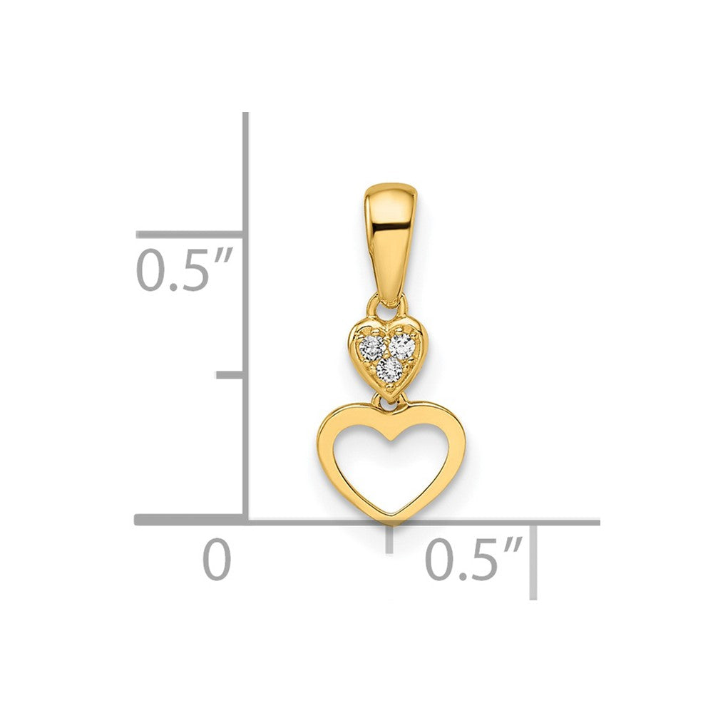 Cuddly Puff Giggly Pebble 14k Madi K CZ Hearts Dangle Pendant