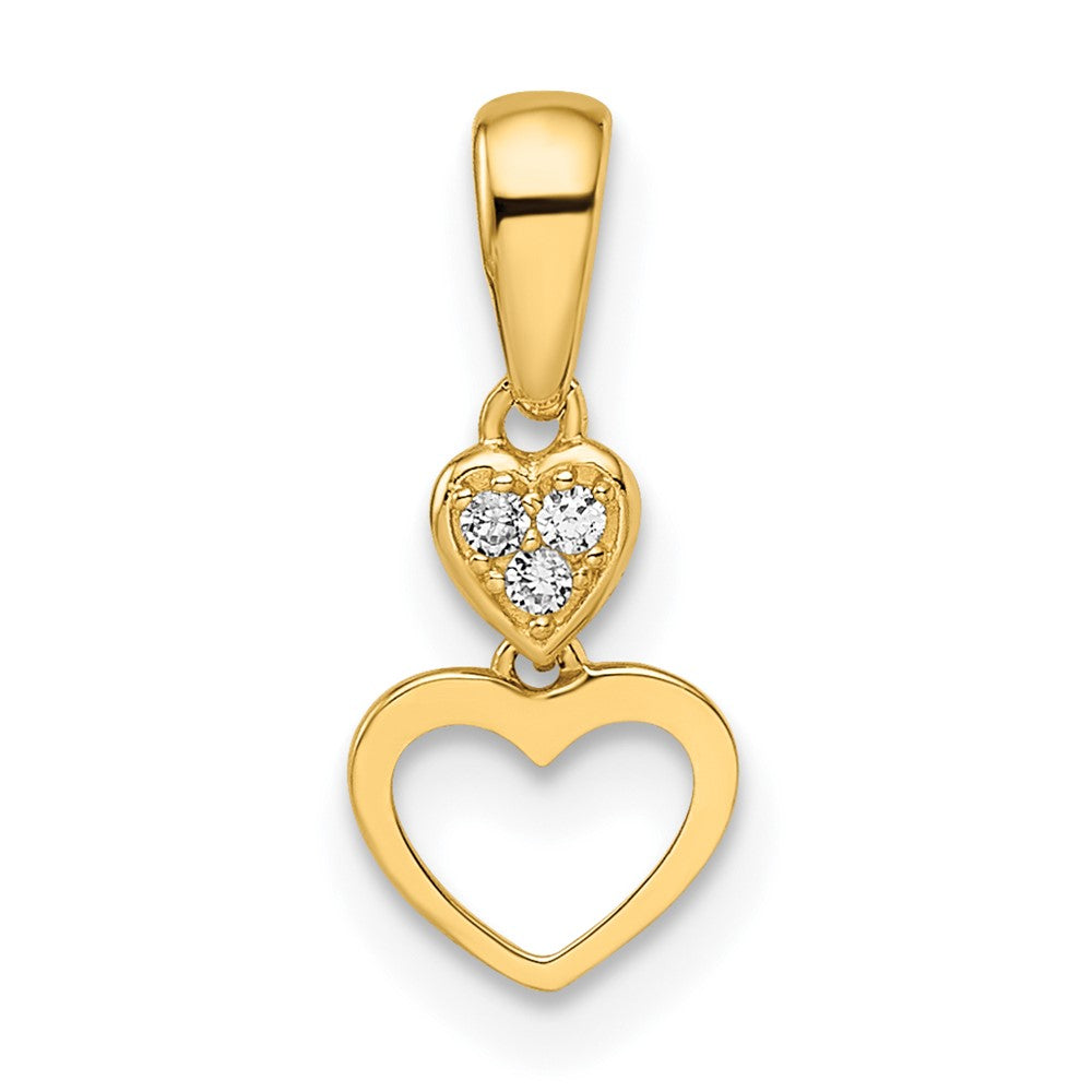 Cuddly Puff Giggly Pebble 14k Madi K CZ Hearts Dangle Pendant