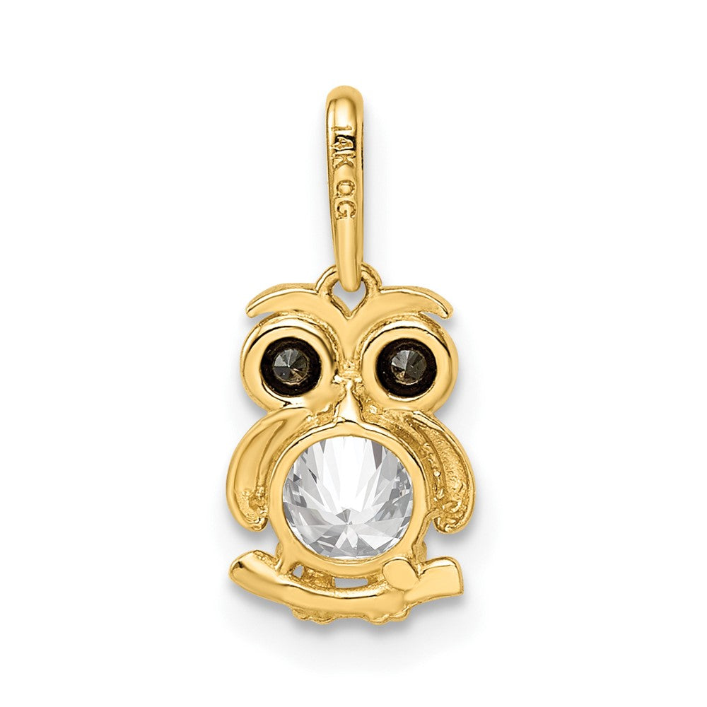 Giggly Bear Tiny Bunny 14k Madi K Black & White CZ Owl Pendant