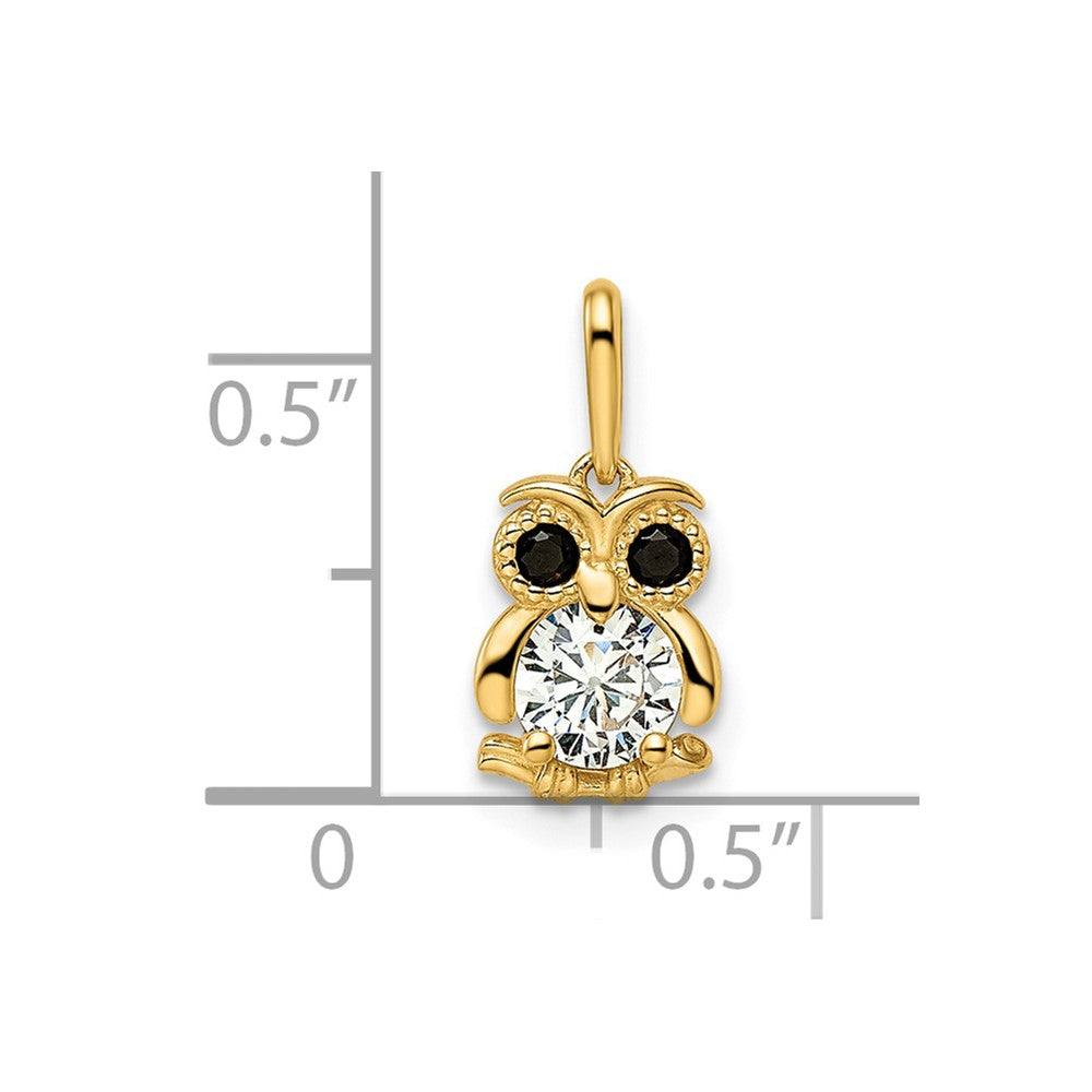 Giggly Bear Tiny Bunny 14k Madi K Black & White CZ Owl Pendant