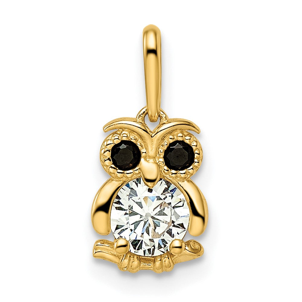 Giggly Bear Tiny Bunny 14k Madi K Black & White CZ Owl Pendant