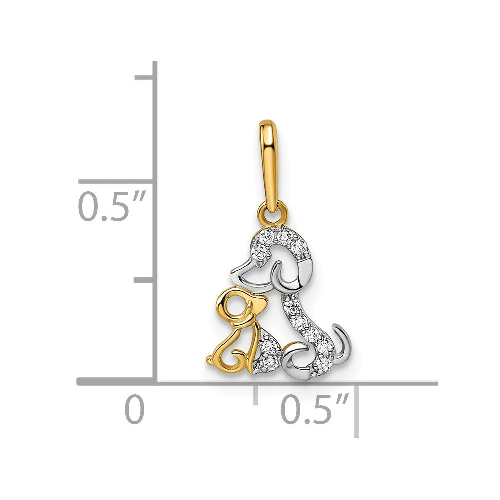 Gentle Bubble Little Bubble 14K & Rhodium Madi K CZ Dog & Puppy Pendant