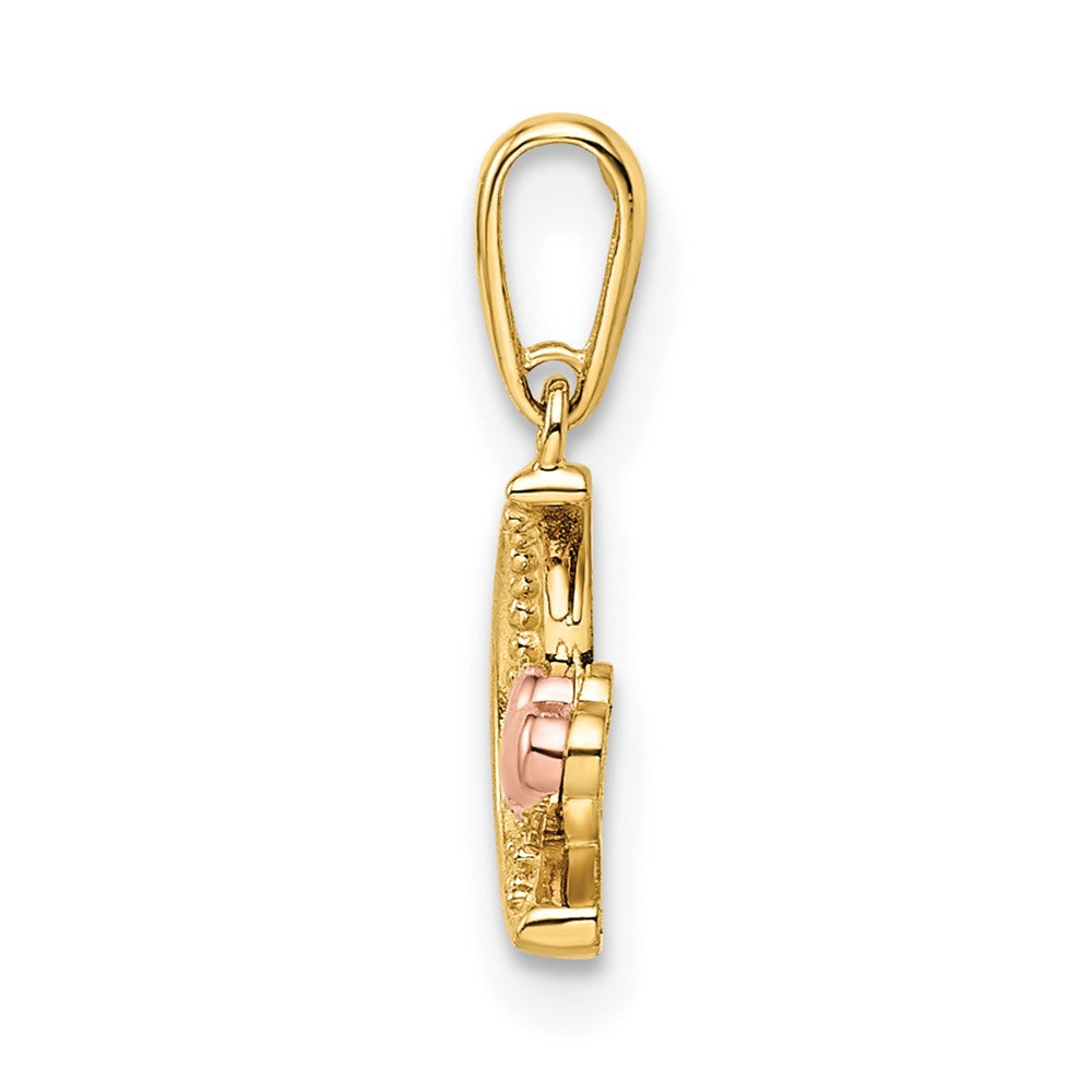 Sunny Pebble 14k Two-tone Madi K CZ Moon with Heart Pendant