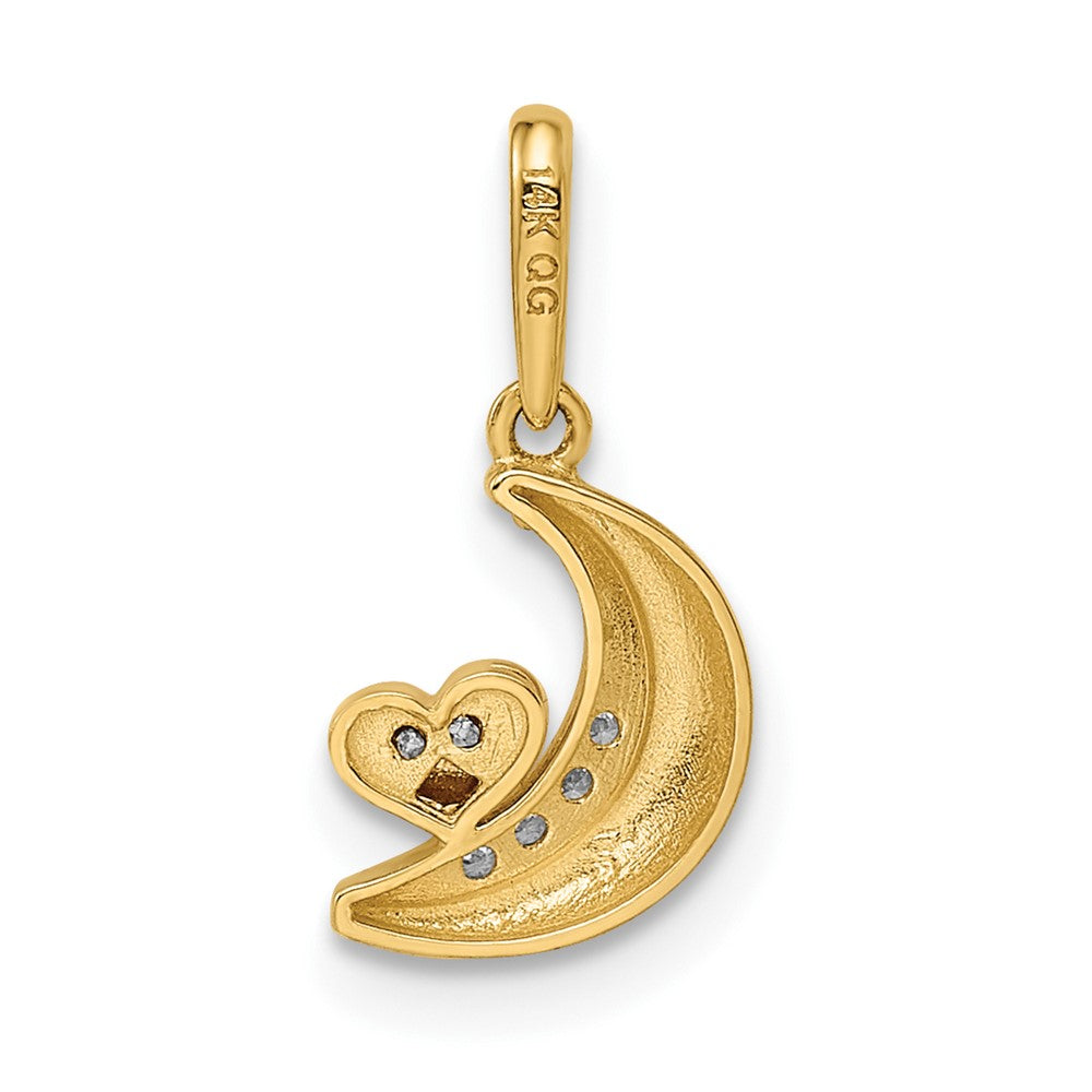 Sunny Pebble 14k Two-tone Madi K CZ Moon with Heart Pendant