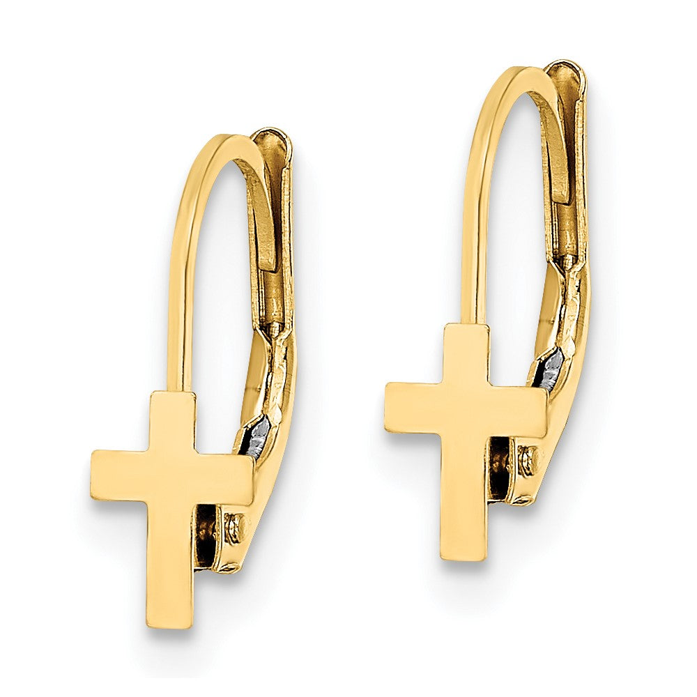 Turtle Buddy 14K Madi K Polished Cross Leverback Earrings