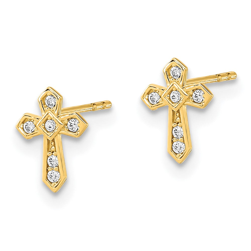 Bumble 14K Madi K Polished Cross CZ Post Earrings