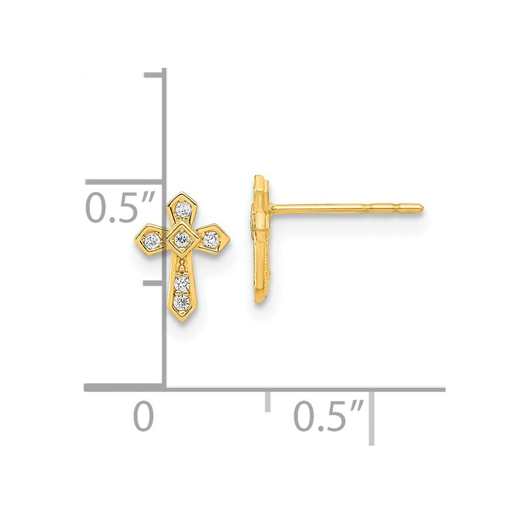 Bumble 14K Madi K Polished Cross CZ Post Earrings