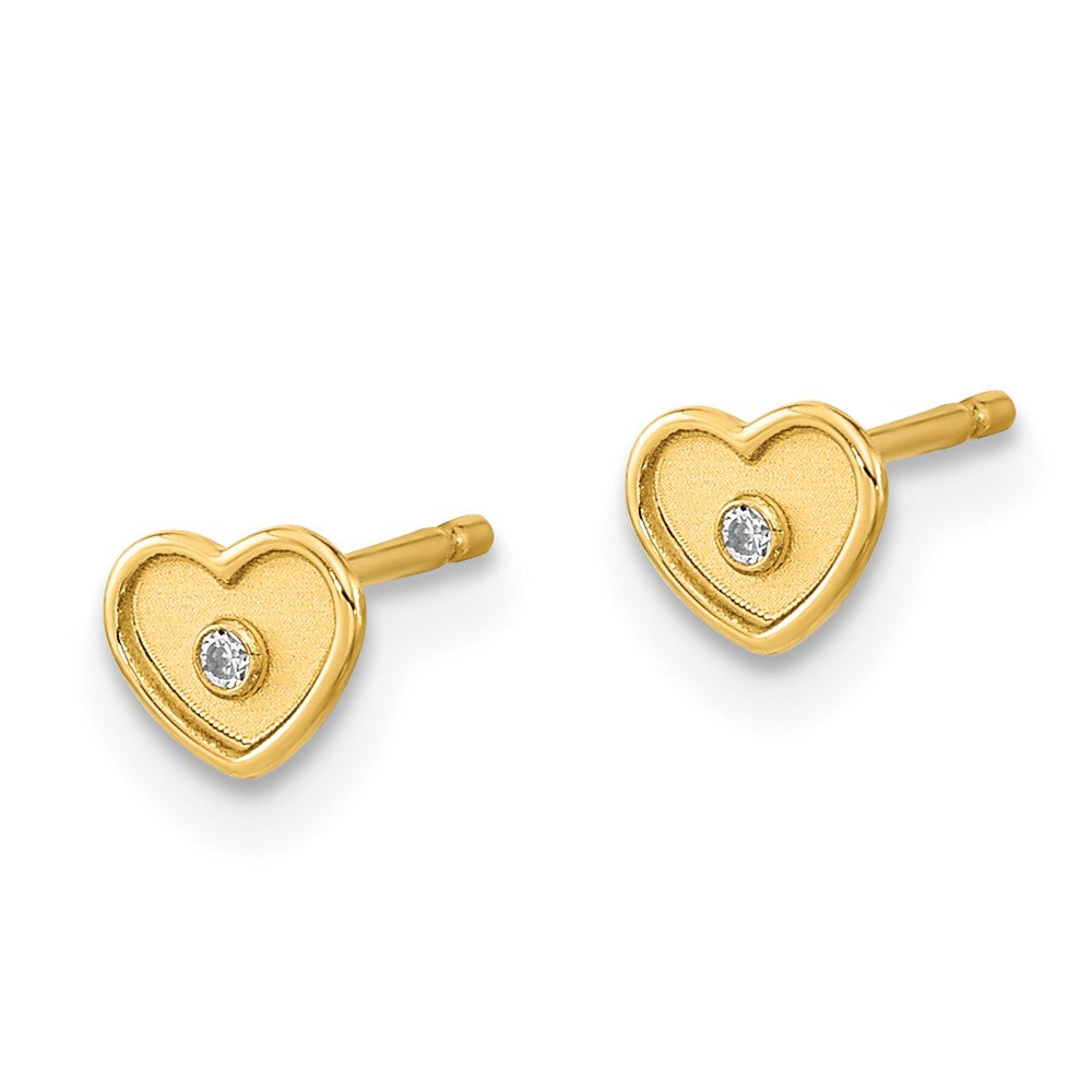 Pip Glow 14K Madi K Polished & Brushed CZ Heart Post Earrings