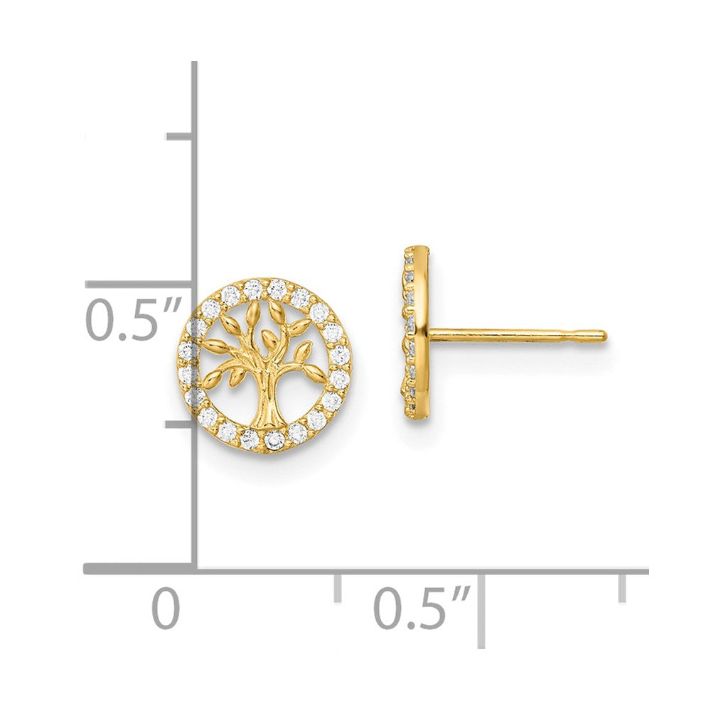 Cocoa Joy 14K Madi K Polished White CZ Tree of Life Post Earrings