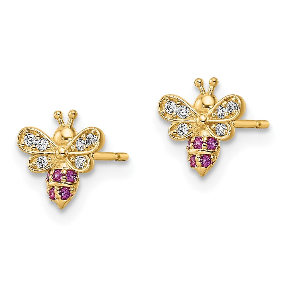 Cuddles Wink 14k Madi K Clear & Red CZ Bee Post Earrings