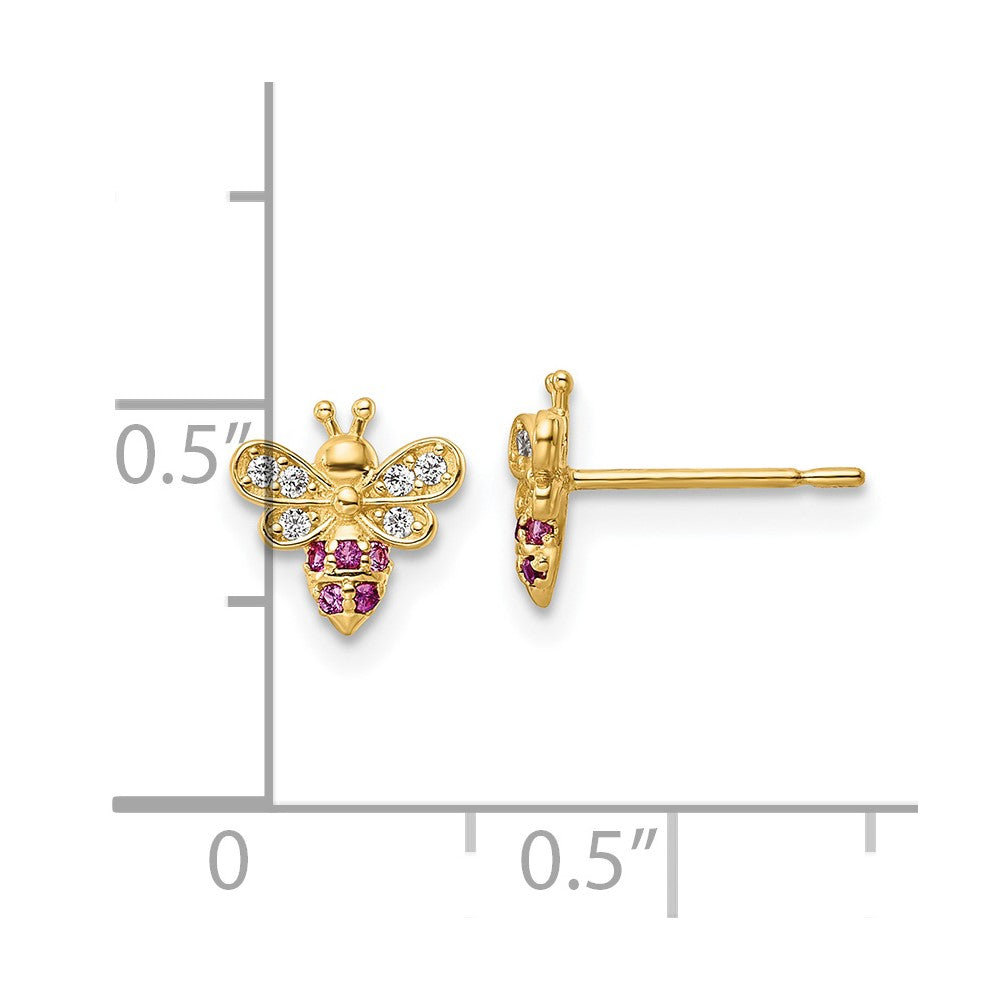 Cuddles Wink 14k Madi K Clear & Red CZ Bee Post Earrings