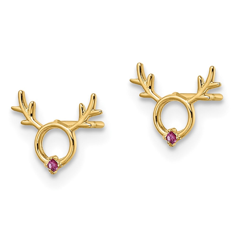 Peaches Spark 14k Madi K Red CZ Reindeer Post Earrings