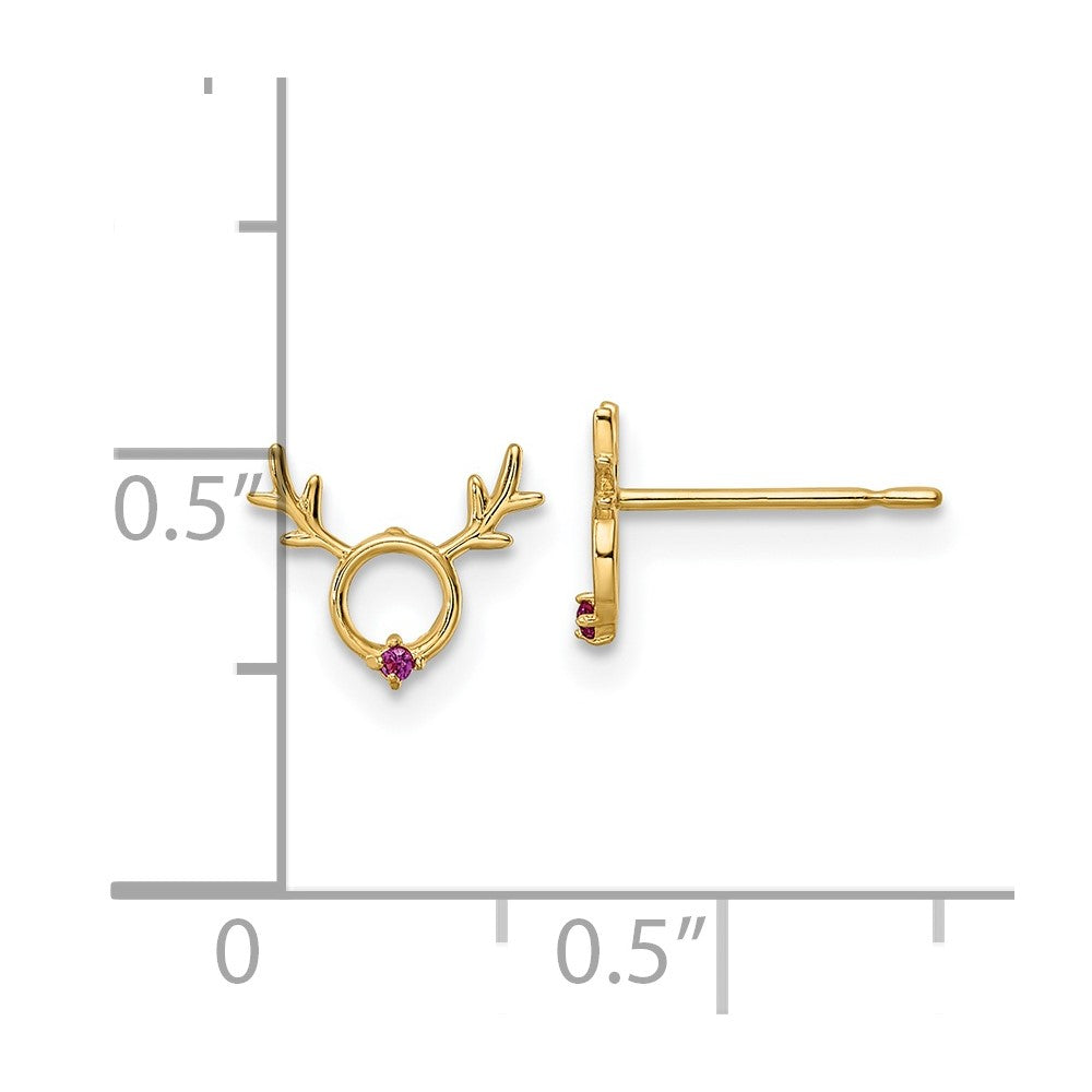 Peaches Spark 14k Madi K Red CZ Reindeer Post Earrings
