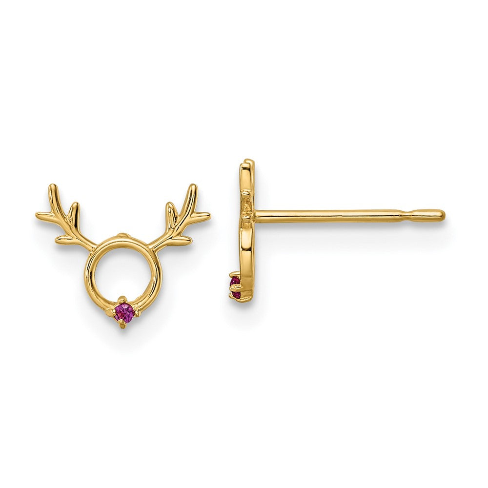Peaches Spark 14k Madi K Red CZ Reindeer Post Earrings