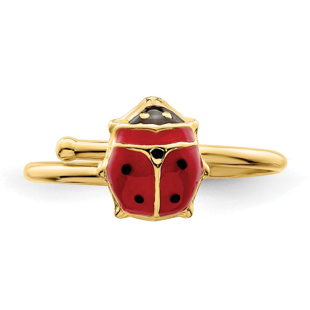 Duckling Pie 14k Polished Enameled Madi K Ladybug Adjustable Ring