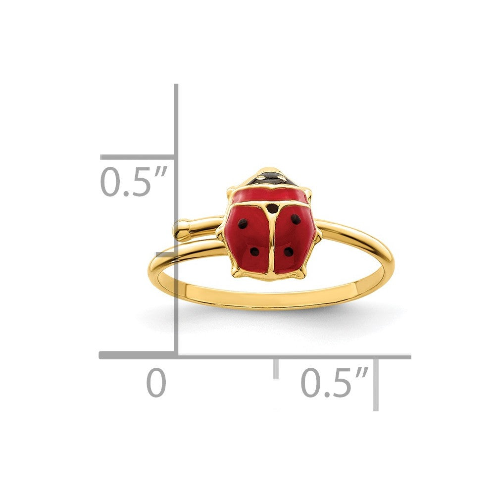 Duckling Pie 14k Polished Enameled Madi K Ladybug Adjustable Ring