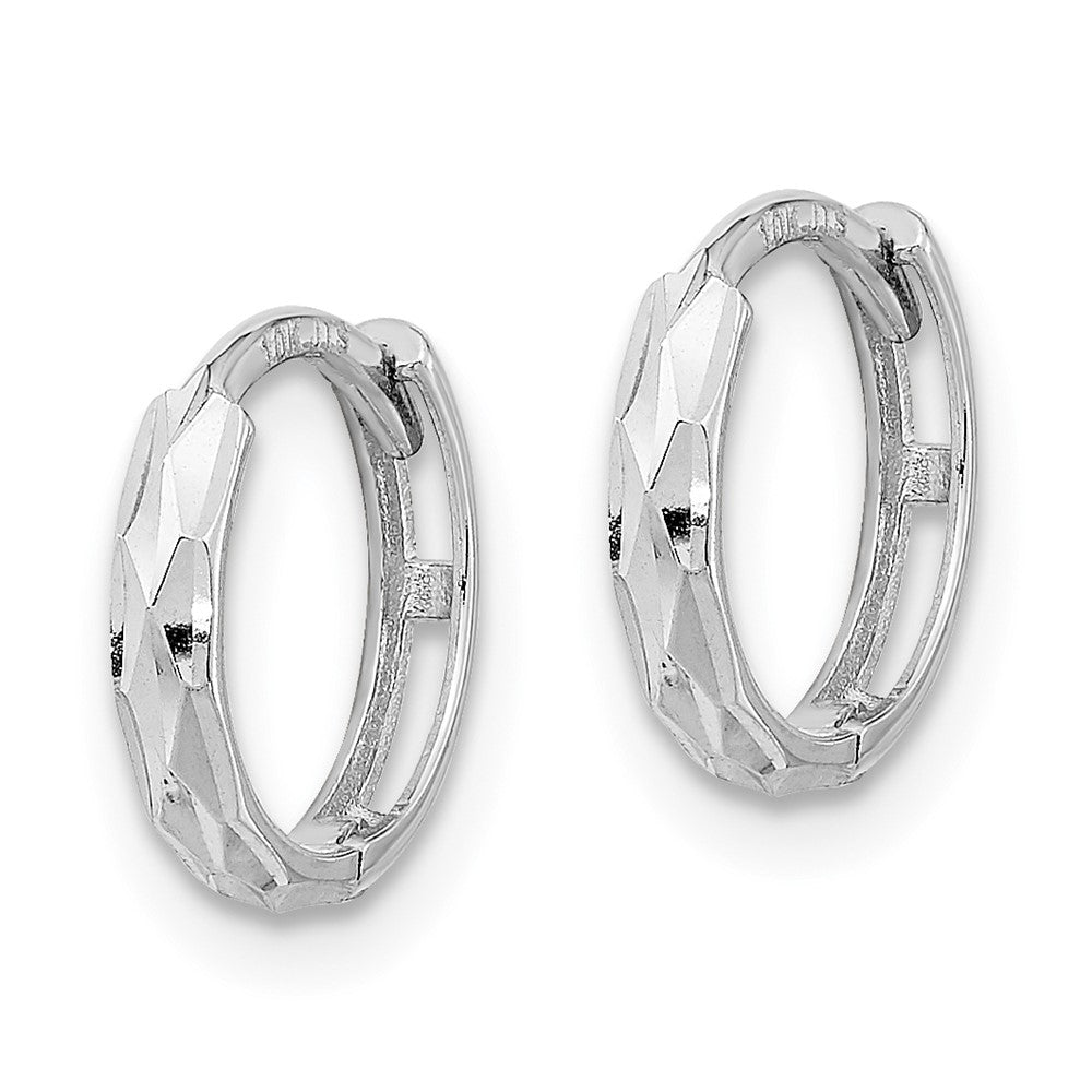 Buddy 14K White Gold Madi K Hinged Diamond Cut Hoop Earrings